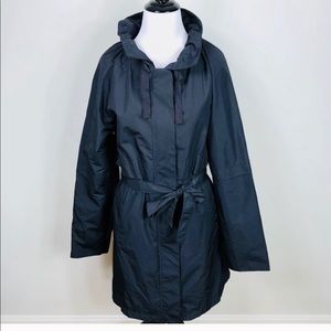 LOFT Belted Trench Coat Black Lightweight Jacket S *E